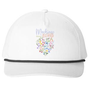 Mackinac Island Michigan Wildflowers Heart I Love Michigan Snapback Five-Panel Rope Hat