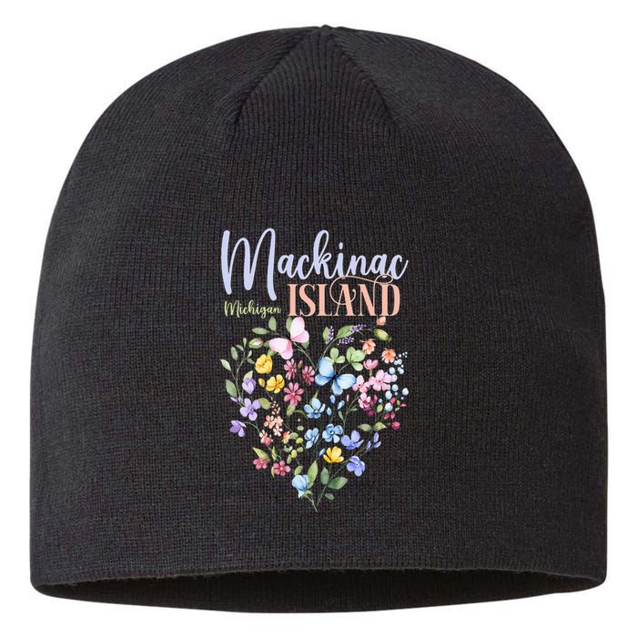 Mackinac Island Michigan Wildflowers Heart I Love Michigan Sustainable Beanie