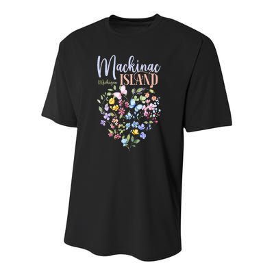 Mackinac Island Michigan Wildflowers Heart I Love Michigan Youth Performance Sprint T-Shirt