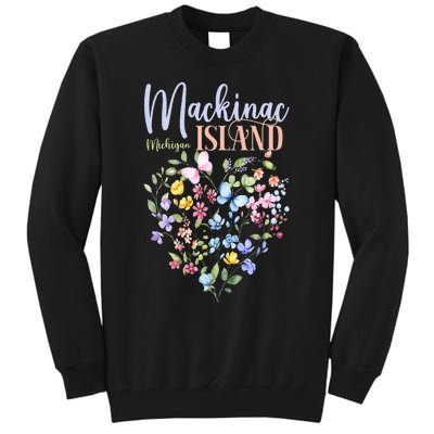 Mackinac Island Michigan Wildflowers Heart I Love Michigan Tall Sweatshirt