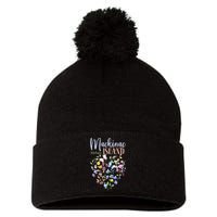 Mackinac Island Michigan Wildflowers Heart I Love Michigan Pom Pom 12in Knit Beanie