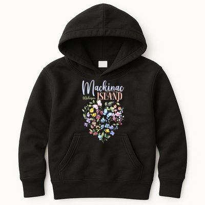 Mackinac Island Michigan Wildflowers Heart I Love Michigan Kids Hoodie