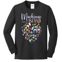 Mackinac Island Michigan Wildflowers Heart I Love Michigan Kids Long Sleeve Shirt