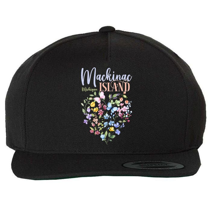 Mackinac Island Michigan Wildflowers Heart I Love Michigan Wool Snapback Cap