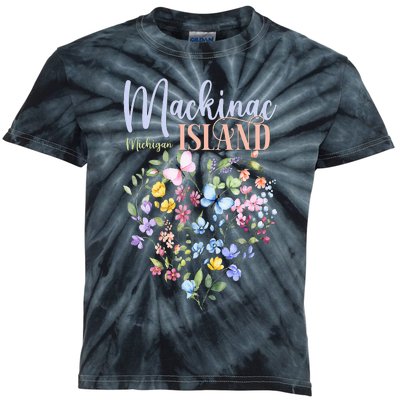 Mackinac Island Michigan Wildflowers Heart I Love Michigan Kids Tie-Dye T-Shirt