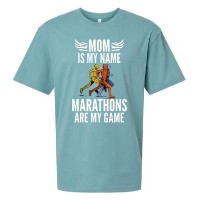 Mom Is My Name Marathons Are My Game Marathoner Mom Great Gift Sueded Cloud Jersey T-Shirt