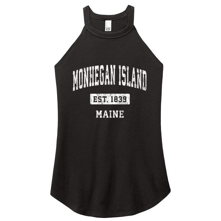Monhegan Island Maine Me Vintage Sports Established Women's Perfect Tri Rocker Tank