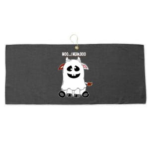 Moo I Mean Boo Funny Cow Halloween Gift Large Microfiber Waffle Golf Towel