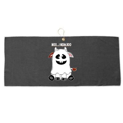 Moo I Mean Boo Funny Cow Halloween Gift Large Microfiber Waffle Golf Towel