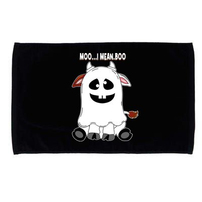 Moo I Mean Boo Funny Cow Halloween Gift Microfiber Hand Towel