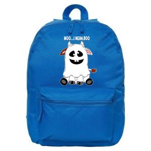 Moo I Mean Boo Funny Cow Halloween Gift 16 in Basic Backpack