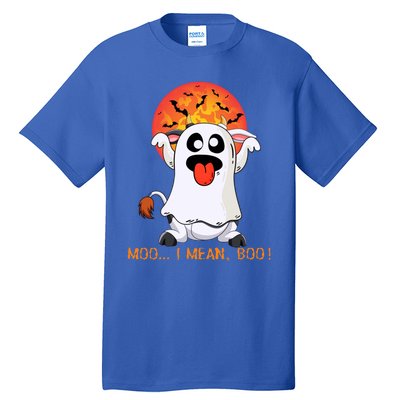 Moo I Mean Boo Funny Ghost Cow Halloween Gift Tall T-Shirt