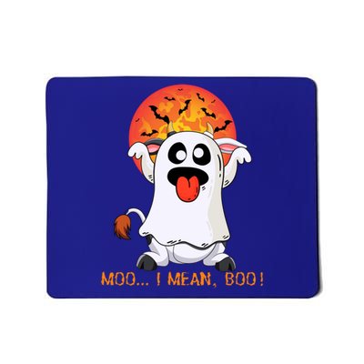 Moo I Mean Boo Funny Ghost Cow Halloween Gift Mousepad