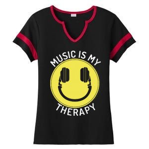 Music Is My Therapy Music Lover Ladies Halftime Notch Neck Tee