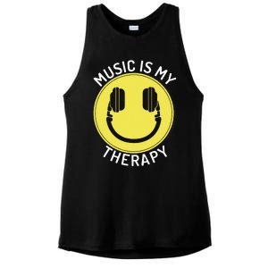 Music Is My Therapy Music Lover Ladies PosiCharge Tri-Blend Wicking Tank