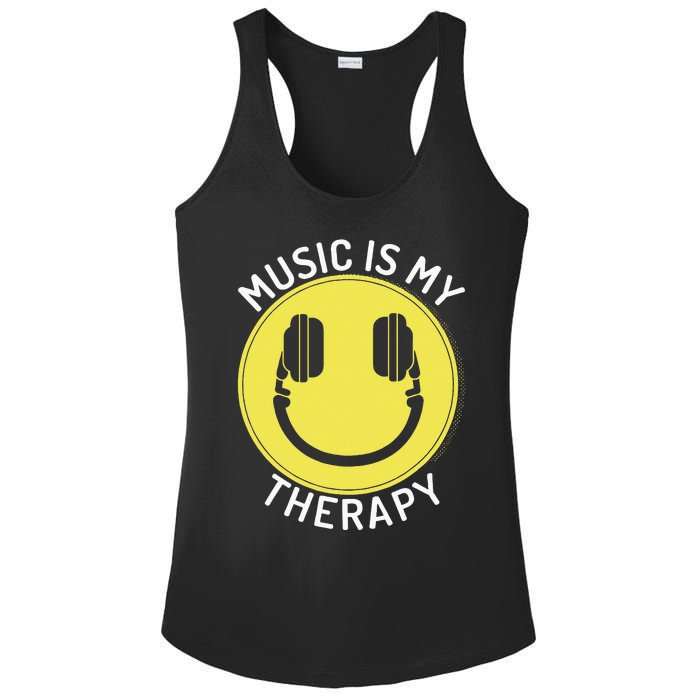 Music Is My Therapy Music Lover Ladies PosiCharge Competitor Racerback Tank