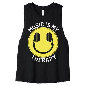 Music Is My Therapy Music Lover Women's Racerback Cropped Tank