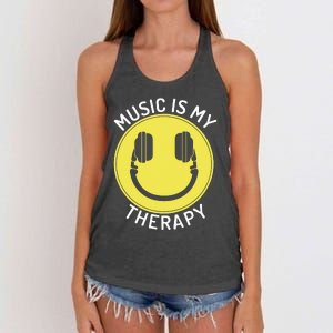 Music Is My Therapy Music Lover Women's Knotted Racerback Tank