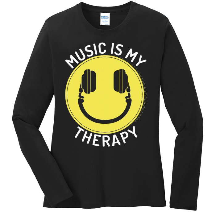 Music Is My Therapy Music Lover Ladies Long Sleeve Shirt