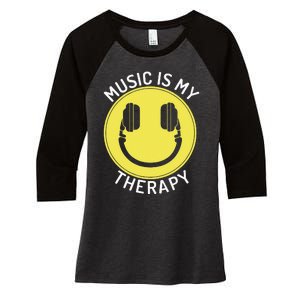 Music Is My Therapy Music Lover Women's Tri-Blend 3/4-Sleeve Raglan Shirt