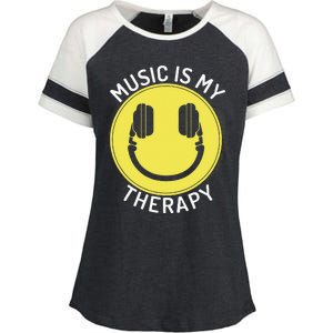 Music Is My Therapy Music Lover Enza Ladies Jersey Colorblock Tee