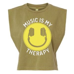 Music Is My Therapy Music Lover Garment-Dyed Women's Muscle Tee