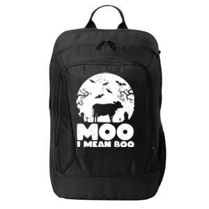 Moo I Mean Boo Funny Halloween Cow Ghost Cool Gift City Backpack