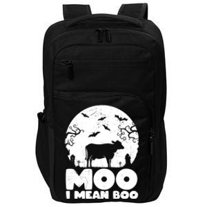 Moo I Mean Boo Funny Halloween Cow Ghost Cool Gift Impact Tech Backpack