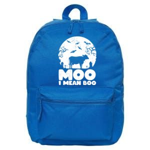 Moo I Mean Boo Funny Halloween Cow Ghost Cool Gift 16 in Basic Backpack