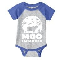 Moo I Mean Boo Funny Halloween Cow Ghost Cool Gift Infant Baby Jersey Bodysuit