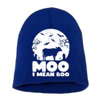 Moo I Mean Boo Funny Halloween Cow Ghost Cool Gift Short Acrylic Beanie