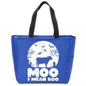 Moo I Mean Boo Funny Halloween Cow Ghost Cool Gift Zip Tote Bag