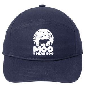 Moo I Mean Boo Funny Halloween Cow Ghost Cool Gift 7-Panel Snapback Hat