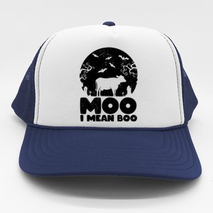 Moo I Mean Boo Funny Halloween Cow Ghost Cool Gift Trucker Hat