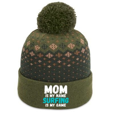 Mom Is My Name Surfing Is My Game Surfer Mother Cool Gift The Baniff Cuffed Pom Beanie