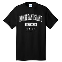 Monhegan Island Maine Me Vintage Sports Established Tall T-Shirt