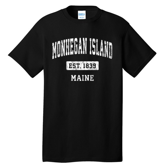 Monhegan Island Maine Me Vintage Sports Established Tall T-Shirt