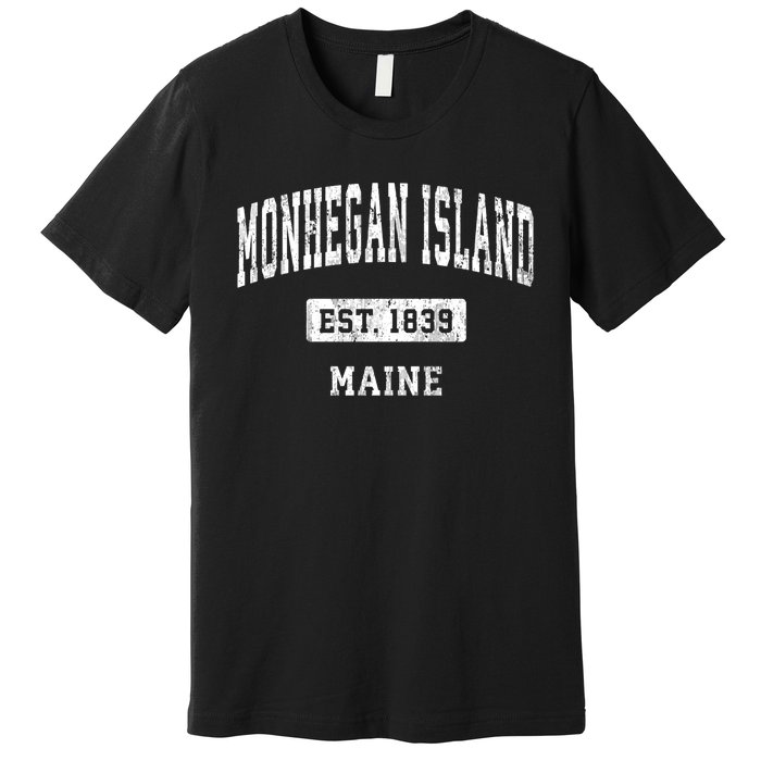 Monhegan Island Maine Me Vintage Sports Established Premium T-Shirt