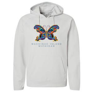 Mackinac Island Michigan Souvenir Butterfly Graphic Performance Fleece Hoodie