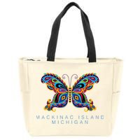 Mackinac Island Michigan Souvenir Butterfly Graphic Zip Tote Bag