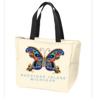 Mackinac Island Michigan Souvenir Butterfly Graphic Zip Tote Bag