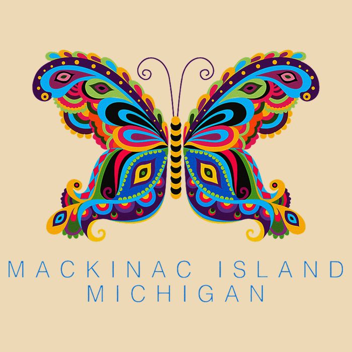 Mackinac Island Michigan Souvenir Butterfly Graphic Zip Tote Bag
