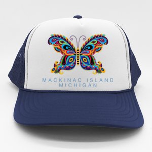 Mackinac Island Michigan Souvenir Butterfly Graphic Trucker Hat