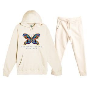 Mackinac Island Michigan Souvenir Butterfly Graphic Premium Hooded Sweatsuit Set