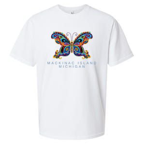 Mackinac Island Michigan Souvenir Butterfly Graphic Sueded Cloud Jersey T-Shirt