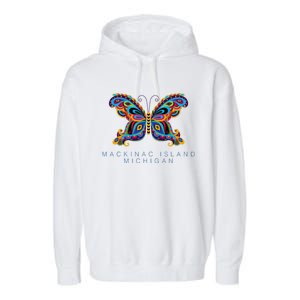 Mackinac Island Michigan Souvenir Butterfly Graphic Garment-Dyed Fleece Hoodie