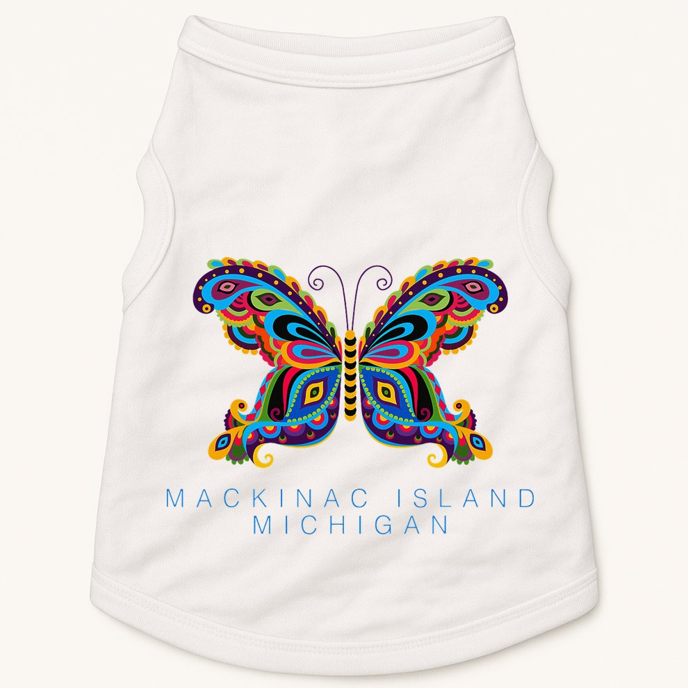 Mackinac Island Michigan Souvenir Butterfly Graphic Doggie Tank