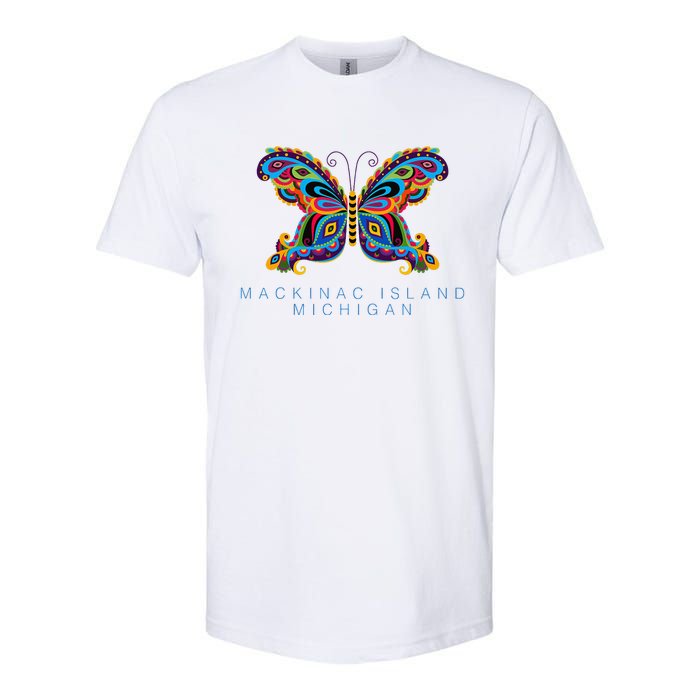 Mackinac Island Michigan Souvenir Butterfly Graphic Softstyle CVC T-Shirt