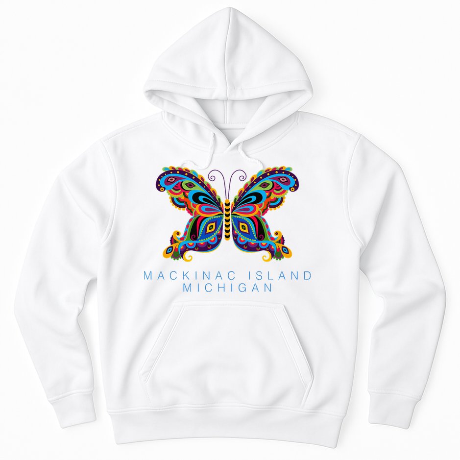 Mackinac Island Michigan Souvenir Butterfly Graphic Hoodie
