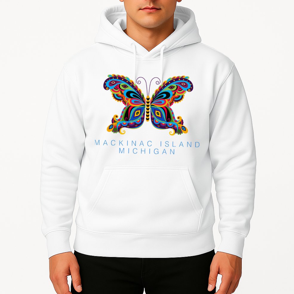 Mackinac Island Michigan Souvenir Butterfly Graphic Hoodie